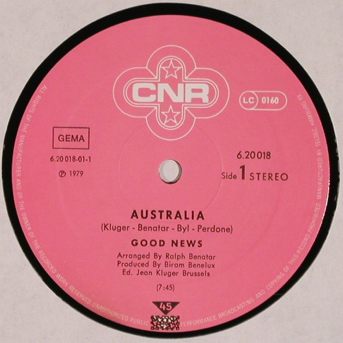 Good News: Australia*2, CNR (6.20018 AE), D, 1979 Typ: 12" Best.-Nr.: V5107 Preis: 3,00 Euro