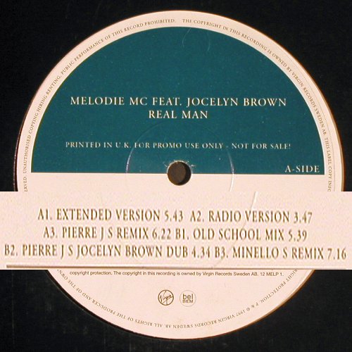 Melodie MC feat.J.Brown: Real Man*6, Promo, Virgin (12 MELP 1), EU, 1997 Typ: 12" Best.-Nr.: V5121 Preis: 4,00 Euro