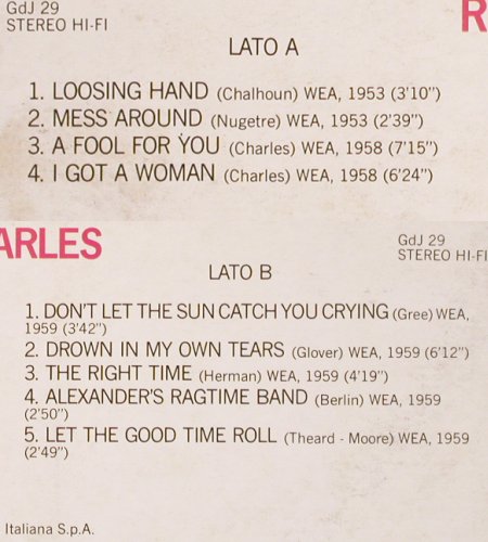 Charles,Ray: Same (1953-59), Foc, m-/vg+, I Grandi del Jazz (GDJ 29 297671), I Typ: LP Best.-Nr.: V5166 Preis: 7,50 Euro