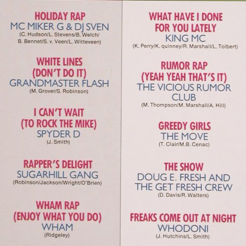 V.A.Rappers Delight: MC Miker... MC Shy D, 20 Tr., Foc, Arcade (01 0241 22), NL, 1987 Typ: 2LP Best.-Nr.: V5245 Preis: 9,00 Euro