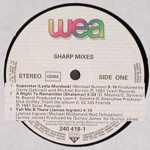 V.A.Sharp Mixes Full Length 12" Ver: Lydia Murdock, Madonna Jenny Burton, WEA(240 418-1), D, 1983 - LP - V5474 - 6,00 Euro