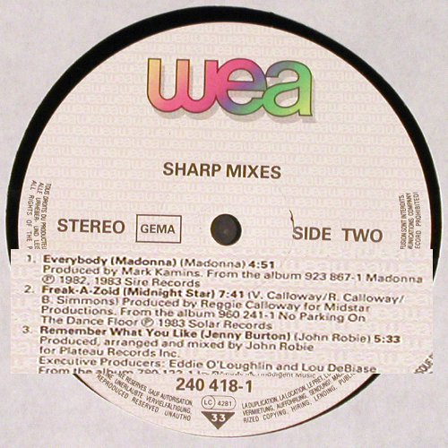 V.A.Sharp Mixes Full Length 12" Ver: Lydia Murdock, Madonna Jenny Burton, WEA(240 418-1), D, 1983 - LP - V5474 - 6,00 Euro