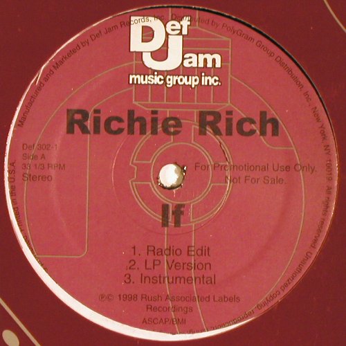 Richie Rich: If *3 / Straight Mail *3, Def Jam, FLC(Def 302-1), US, Promo, 1998 - 12inch - V5585 - 6,00 Euro