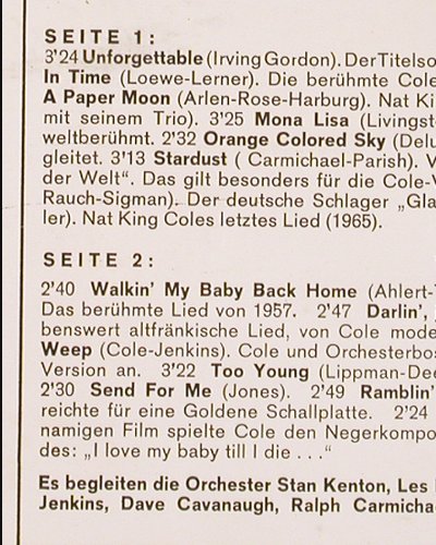 Cole,Nat King: The Unforgettable, HörZu(SHZE 147), D, 1965 - LP - V5623 - 9,00 Euro