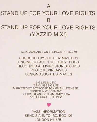 Yazz: Stand Up For Your Love Rights *2, Blow Up(INT 125.751), D,redVinyl, 1988 - 12inch - V5766 - 4,00 Euro