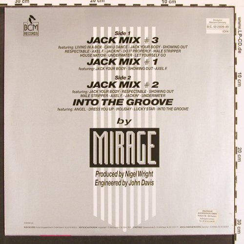 Mirage: The Jack Mixes 1-3 /Into the groove, BCM (12-2009-40), D, 1987 Typ: 12" Best.-Nr.: V5847 Preis: 5,00 Euro