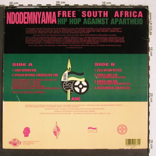 Ndodemnyama: Free South Africa,33rpm,6Tr.,m-/vg+, Warlock Records (WAR-067), US, 1990 Typ: 12" Best.-Nr.: V5909 Preis: 6,00 Euro