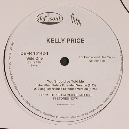 Price,Kelly: You Shoul've Told Me*4, Def Soul, FLC (DEFR 15142-1), US, Promo, 2002 Typ: 12" Best.-Nr.: V6241 Preis: 6,00 Euro