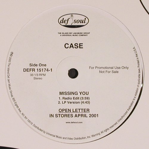 Case: Missing You*4, Def Soul, FLC (DEFR 15174-1), US, Promo, 2000 Typ: 12" Best.-Nr.: V6243 Preis: 5,00 Euro.