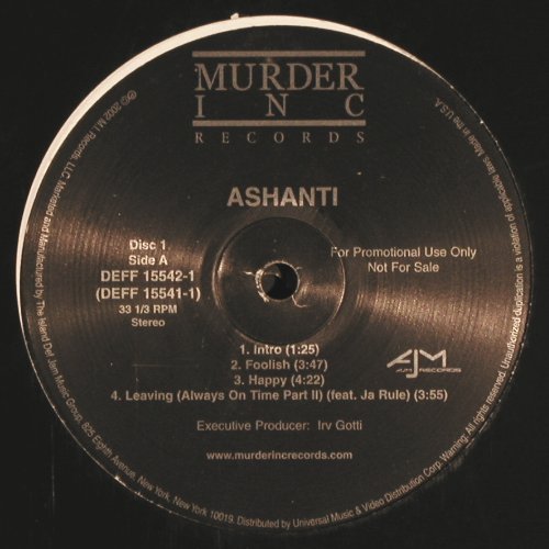 Ashanti: Same, 17Tr.,  m /vg+, Murder Inc. Rec. (DEFF 15542-1), US, Promo, 2002 Typ: 2LP Best.-Nr.: V6265 Preis: 12,50 Euro.