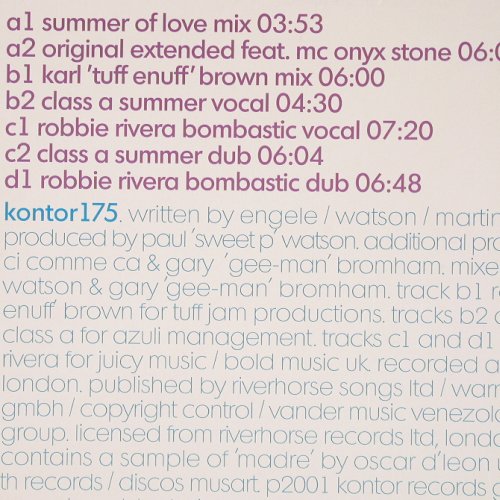 Lonyo: Summer Of Love*7, Kontor (175), D, 2001 Typ: 12"*2 Best.-Nr.: V6285 Preis: 6,00 Euro