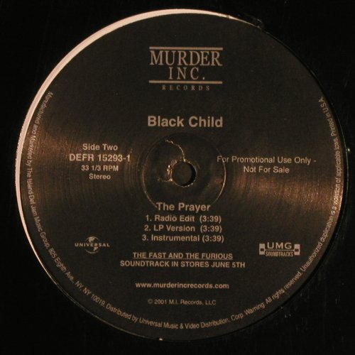 Vita / Black Child: Justify My Love*3 / The Prayer*3, Murder Inc. Records (DEFR 15293-1), US, 2001 Typ: 12" Best.-Nr.: V6297 Preis: 5,00 Euro.