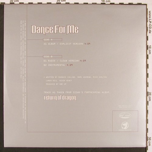 Sisqo: Dance For Me*3, Def Soul (QOVP1), US, Promo, 2001 Typ: 12" Best.-Nr.: V6308 Preis: 5,00 Euro.