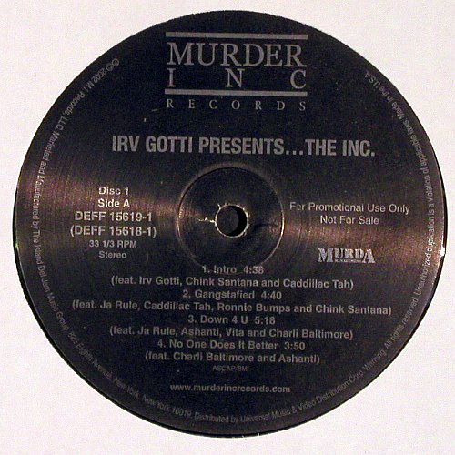 Irv Gotti: Presents...The Inc., Murder Inc. (DEFF 15619-1), US, Promo, 2002 Typ: 2LP Best.-Nr.: V6353 Preis: 9,00 Euro.