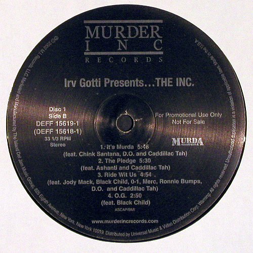 Irv Gotti: Presents...The Inc., Murder Inc. (DEFF 15619-1), US, Promo, 2002 Typ: 2LP Best.-Nr.: V6353 Preis: 9,00 Euro.