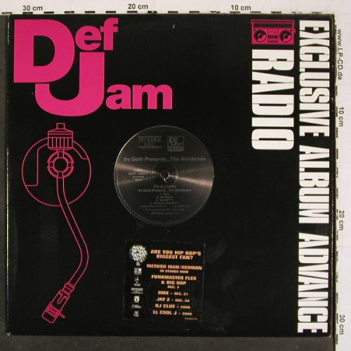 Irv Gotti: Presents...The Murderers, MurderInc. (DEFF 15004-1), US, Promo, 2000 Typ: 2LP Best.-Nr.: V6354 Preis: 9,00 Euro.