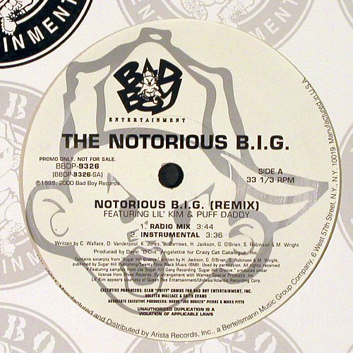 Notorious B.I.G.: Notorious B.I.G.(remix), Bad Boy Entertainment (BBDP-9326), US,Promo, 2000 Typ: 12" Best.-Nr.: V6897 Preis: 6,00 Euro.