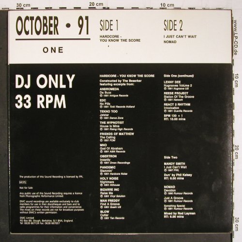 V.A.DMC October 91 - One: Hardcore mix, Mandy Smith, Nomad, DMC(105/1), UK,m /vg+, 1991 - LP - V6917 - 12,50 Euro