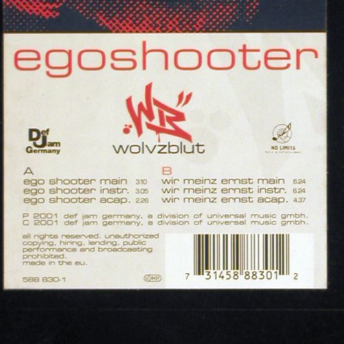 Wolvzblut: Egoshooter*3/wir meinz ernst*3, Def Jam(588 830-1), D, 2001 - 12inch - V7572 - 5,00 Euro