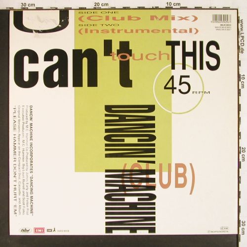 M.C.Hammer: U Can't Touch This(mx&sol;instr)&sol;Dancin, Capitol (060-20 3925-6), D, m-&sol;vg+, 1990 Typ: 12" Best.-Nr.: V7818 Preis: 5,00 Euro.