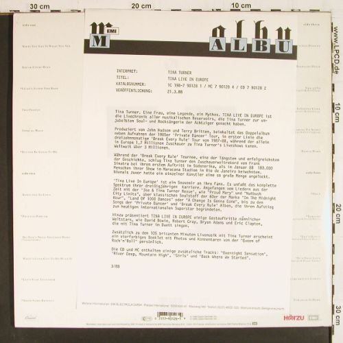 Turner,Tina: Tina Live In Europe, Foc, Facts, Capitol(7 90126 1), NL, vg+/m-, 1988 - 2LP - V7820 - 7,50 Euro