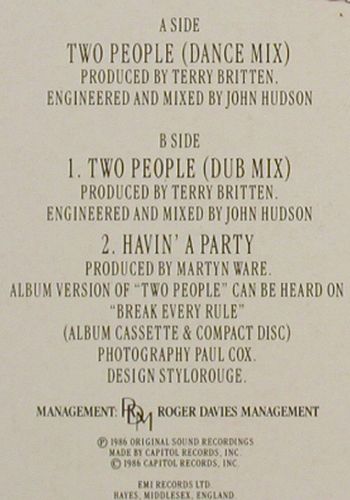 Turner,Tina: Two People*2+1, Capitol(20 1519 6), EU, 1986 - 12inch - V7827 - 4,00 Euro