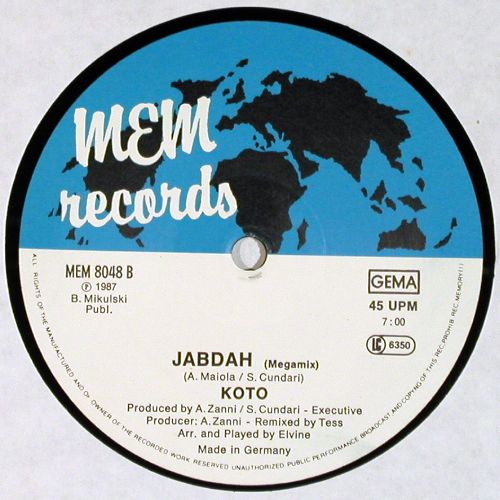 Koto: The Koto Mix /Jabdah Megamix,m-/vg+, MEM(MEMIX 8048), D, 1987 - 12inch - V7831 - 5,00 Euro