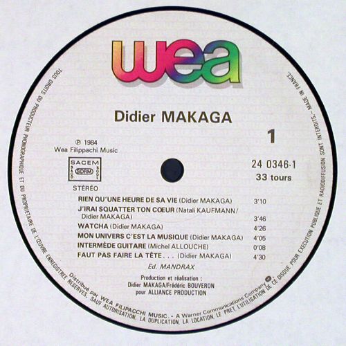 Makaga,Didier: Same(Rien Qu'une Heure De Sa Vie), WEA (24 0346-1), F, co, 1984 Typ: LP Best.-Nr.: V7892 Preis: 14,00 Euro.