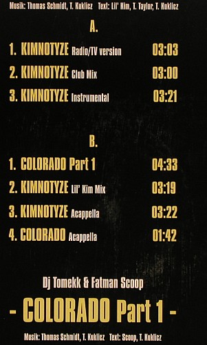 DJ Tomekk f.Lil'Kim&Trooper da Don: Kimnotyze*5 / Colorado*2, BMG(74321 96167 1), EU, 2002 - 12inch - V8099 - 9,00 Euro