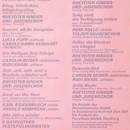 V.A.Lieder &ouml;ffnen unsere Herzen: Die Schallpl. zur Advendsgala, CBS (CBS 460180 1), NL, 1987 Typ: LP Best.-Nr.: V1141 Preis: 5,00 Euro.
