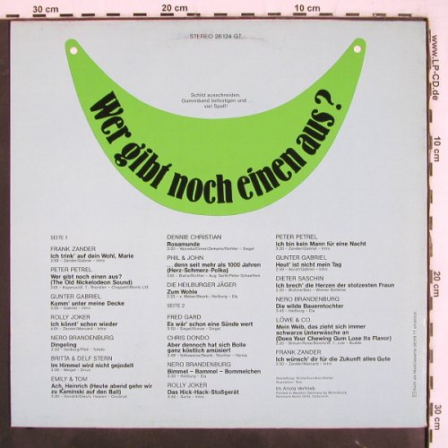 V.A.Wer gibt noch einen aus?: 20 neue und ur=alte Stimmungsbomben, Hansa(28 124 GT), D, 1976 - LP - V3590 - 6,00 Euro