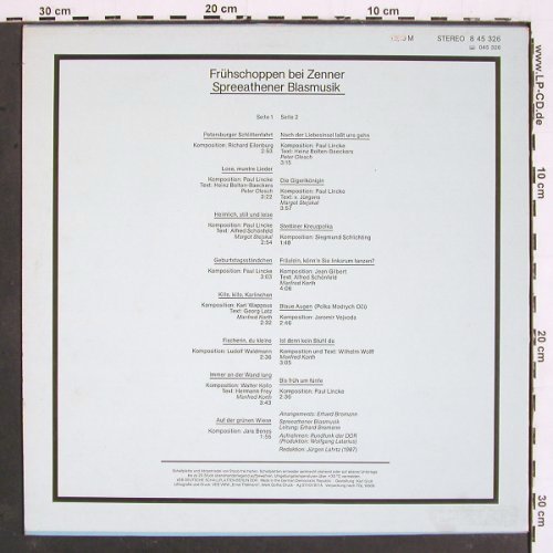 Spreeathener Blasmusik: Frühschoppen bei Zenner, Amiga(8 45 326), DDR, 1987 - LP - V5355 - 7,50 Euro