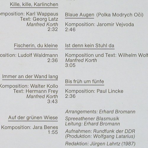 Spreeathener Blasmusik: Frühschoppen bei Zenner, Amiga(8 45 326), DDR, 1987 - LP - V5355 - 7,50 Euro