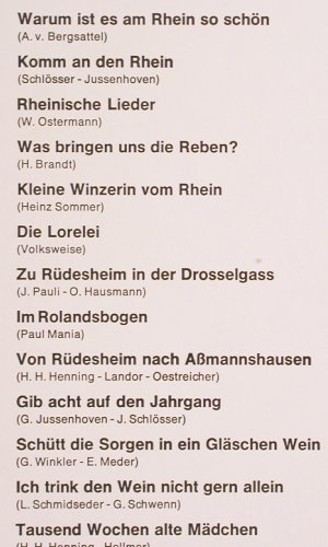 Orchester Rheingold m.Chor&Solisten: Zu Rüdesheim in der Drosselgasse, Elite (SOLP-204), D Typ: LP Best.-Nr.: V5855 Preis: 5,00 Euro