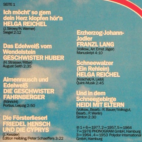 V.A.Lieder die zu Herzen gehen': Helga Reichel ... Trio Seitz, Polydor(819 554), D,  - LP - V6096 - 4,00 Euro