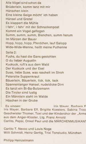 V.A.Das kl. Kinderlieder Karussell: Fröhliche Kinderlieder.., Fass Heizelmann Prod. (1510 WY), D Typ: LP Best.-Nr.: V6360 Preis: 6,00 Euro.