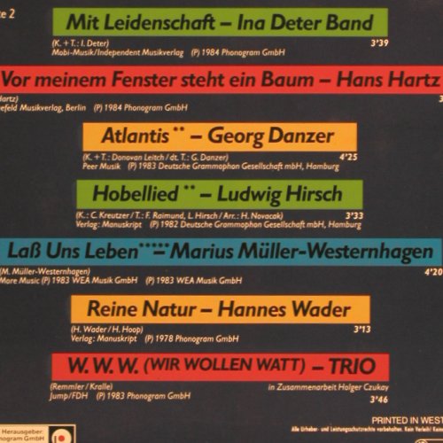 V.A.Greenpeace: BAP, Lindenberg, Novalis...Trio, Mercury(818 390-1), D, 14Tr.,  - LP - V6491 - 4,00 Euro