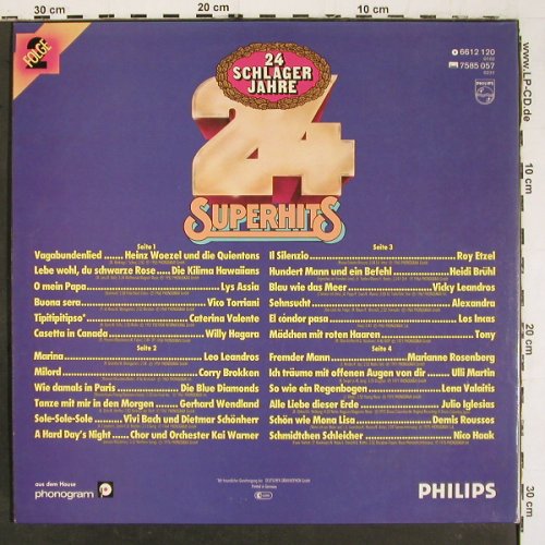V.A.24 Schlagerjahre: 24 Superhits, Foc, Philips (6612 120), D Typ: 2LP Best.-Nr.: V6501 Preis: 5,00 Euro.