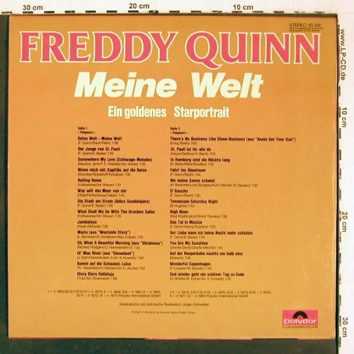 Quinn,Freddy: Meine Welt, DSC, Polydor (65 126), D, 1975 Typ: LP Best.-Nr.: V6528 Preis: 5,00 Euro.