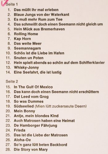 Anderson,Jan: singt Seemannslieder u.Shanties, Teldec, m-&sol;vg+ (61.21127), D, sign. Typ: LP Best.-Nr.: V6919 Preis: 6,00 Euro.