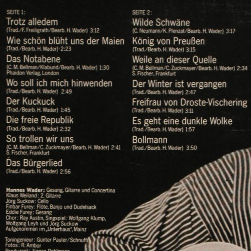 Wader,Hannes: Volkssänger, Foc, Philips(6305 254), D, 1975 - LP - V6926 - 6,00 Euro