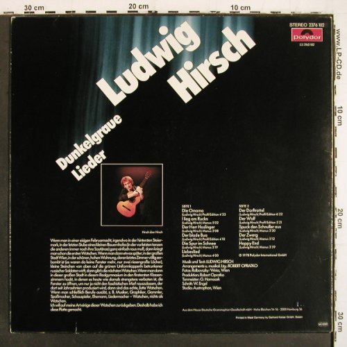 Hirsch,Ludwig: Dunkelgraue Lieder, Polydor(2376 102), D, 1978 - LP - V6947 - 7,50 Euro
