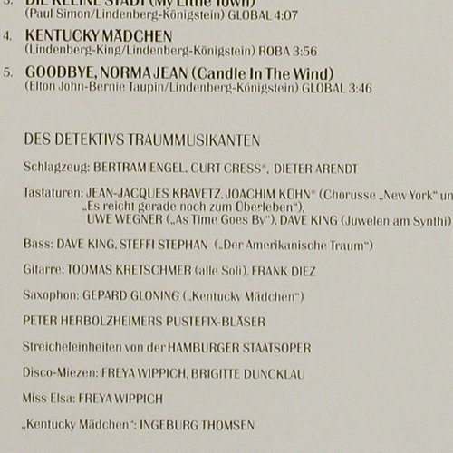 Lindenberg,Udo: Der Detektiv, Rock Revue 2, Foc, Telefunken (6.24091 AT), D, Booklet, 1979 Typ: LP Best.-Nr.: V7032 Preis: 9,00 Euro.