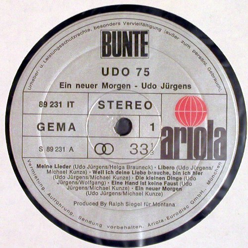 J&uuml;rgens,Udo: Ein Neuer Morgen-udo'75, Ariola/Bunte(89 231 IT), D, 1975 - LP - V7202 - 5,00 Euro