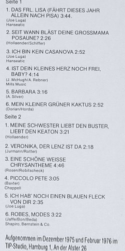 Luga,Joe & Ragtime Sinfoniker: Mit Schlagern der 20 & 30er Jahre, Metronome (MLP 15.581), D, 1976 Typ: LP Best.-Nr.: V7230 Preis: 7,50 Euro.