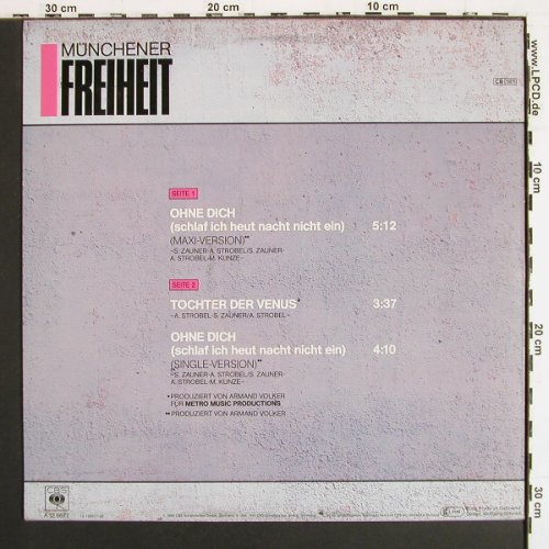 M&uuml;nchener Freiheit: Ohne Dich(Schlaf Ich Heut Nacht..), CBS (A 12.6677), NL, 1985 Typ: 12" Best.-Nr.: V7519 Preis: 4,00 Euro.