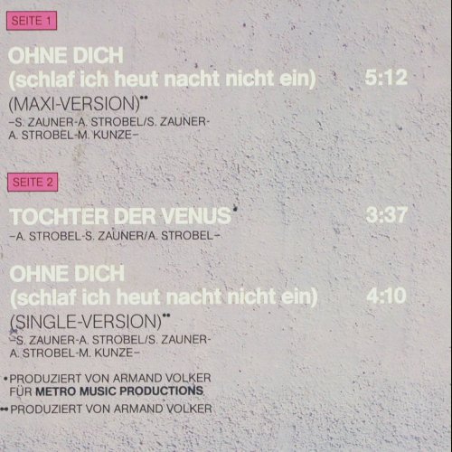 M&uuml;nchener Freiheit: Ohne Dich(Schlaf Ich Heut Nacht..), CBS (A 12.6677), NL, 1985 Typ: 12" Best.-Nr.: V7519 Preis: 4,00 Euro.