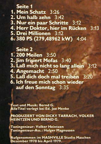Bernd G.: La&szlig; dich doch mal treiben, WEA(WEA 58 048), D, 1979 - LP - V7532 - 9,00 Euro