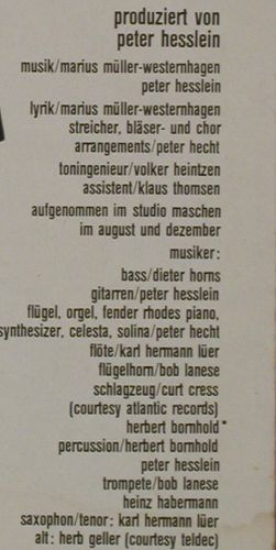 M&uuml;ller-Westernhagen,Marius: Bitters�&szlig;, WB(WB 56 194), D, 1976 - LP - V7550 - 6,00 Euro
