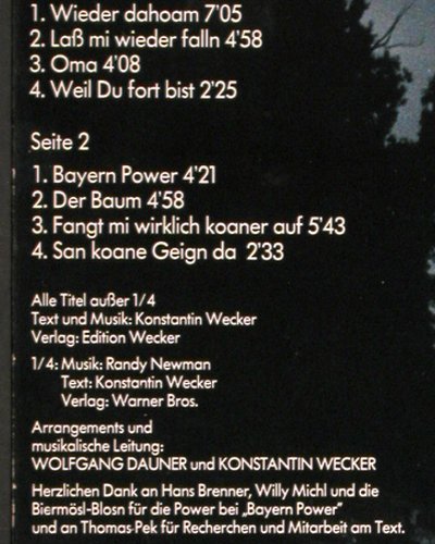 Wecker,Konstantin: Wieder dahoam - Bayern Power, Polydor (831 263-1), D, 1986 Typ: LP Best.-Nr.: Y1261 Preis: 5,00 Euro.